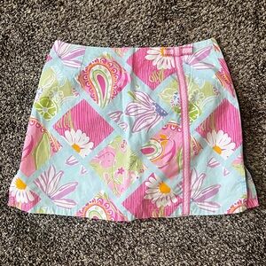 Vintage Lilly Pulitzer Skort 90’s Floral Lime Print Hip Bow Micro Mini Skirt 2